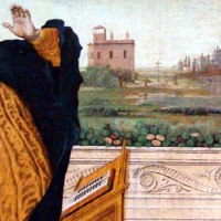Carlo Braccesco, peinture à l'huile sur peuplier, 1490-1495, Paris, musée du Louvre.