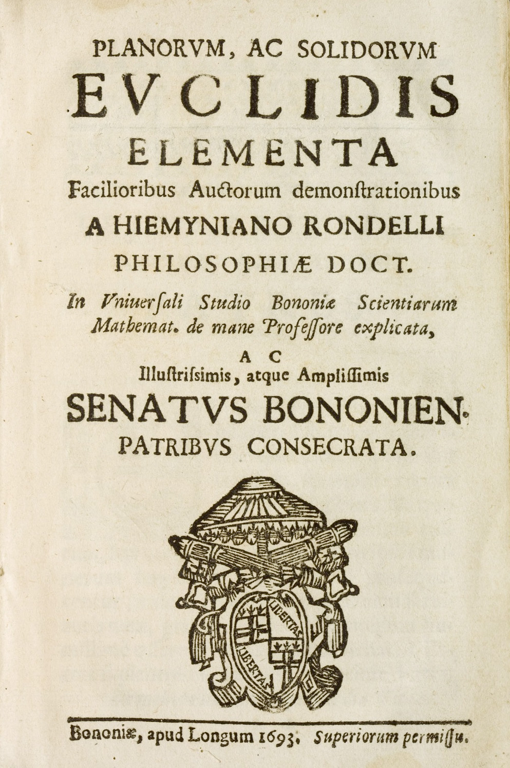 Geminiano Rondelli, Bononiae 1693.